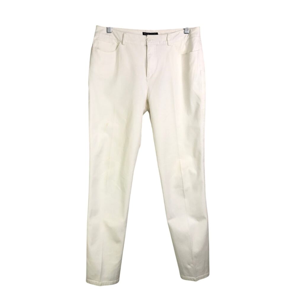 Peace Of Cloth Pants Womens Size 8 White‎ Stretch Straight Cut Flat Front